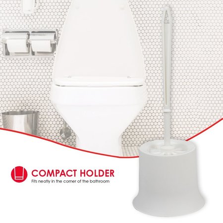 Home Basics Plastic Toilet Brush with Compact Holder, White TB45049